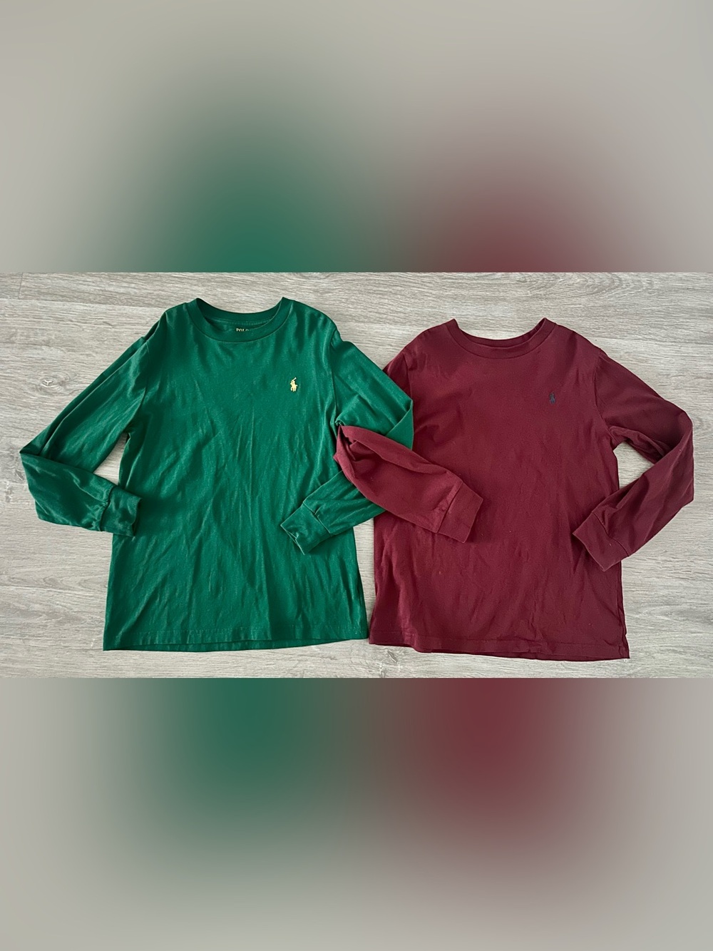 TWO (2) POLO Ralph Lauren Crewneck Boys’ Long Sleeve T-Shirts, Size 7